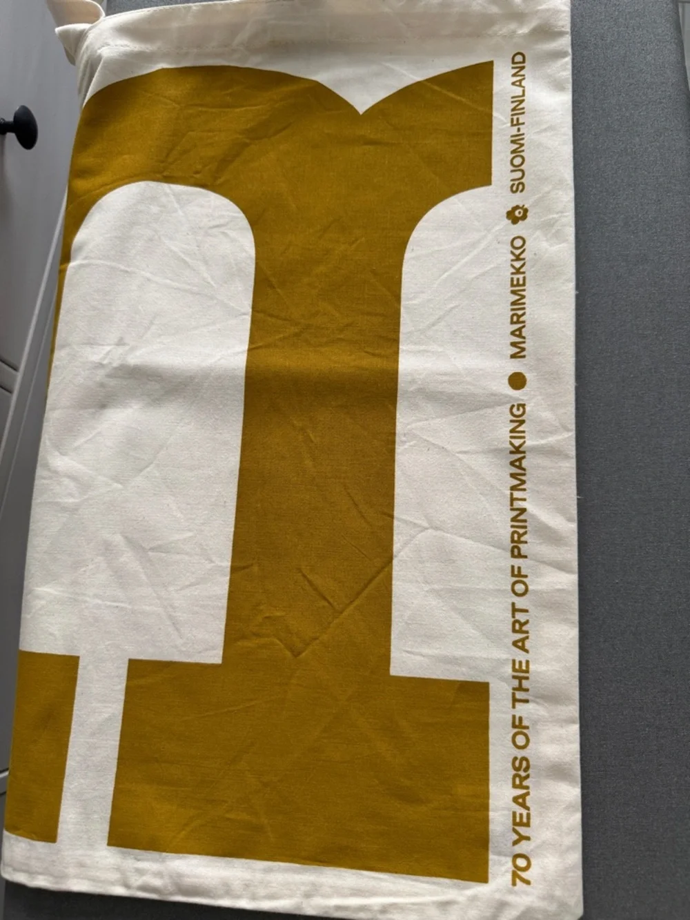 Marimekko Mono City Gold and Off White Canvas Tote